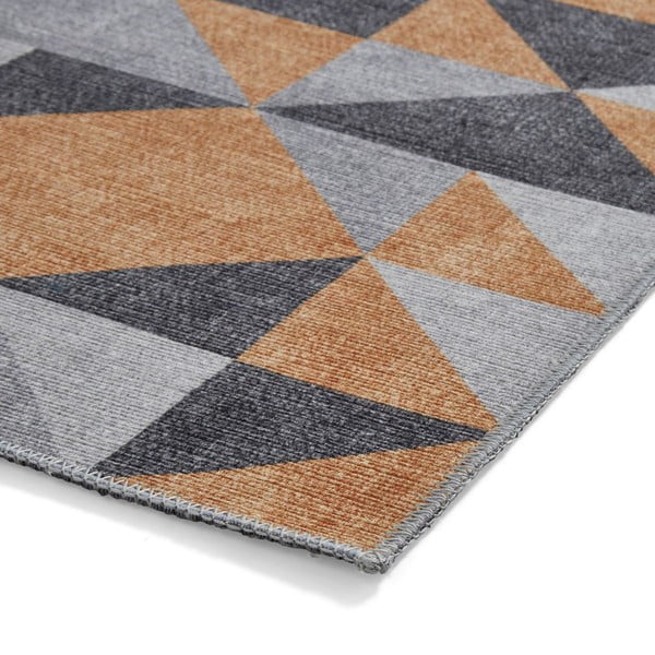 Ookerkollane-hall pestav vaip 61x120 cm Coral Yellow&Grey - Think Rugs-image-4