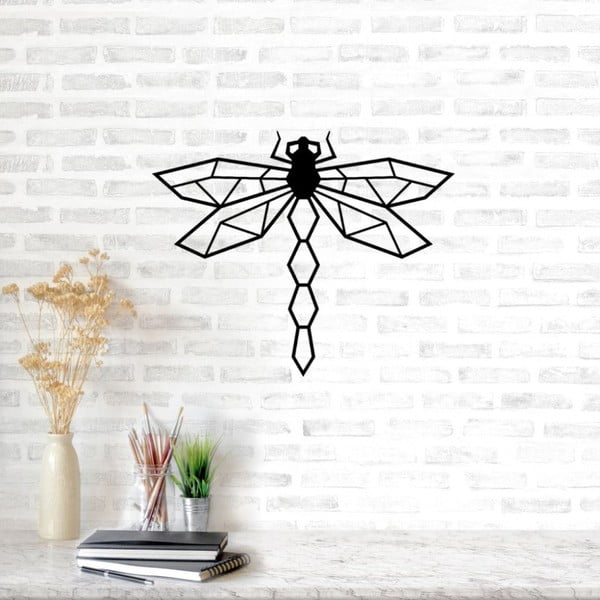 Černá kovová nástěnná dekorace Dragonfly, 60 x 49 cm