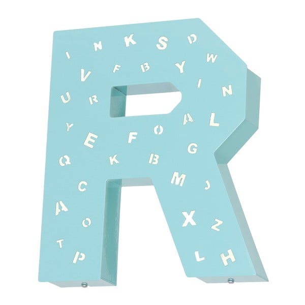 Tyrkysová světelná dekorace ve tvaru písmene Glimte Letter R