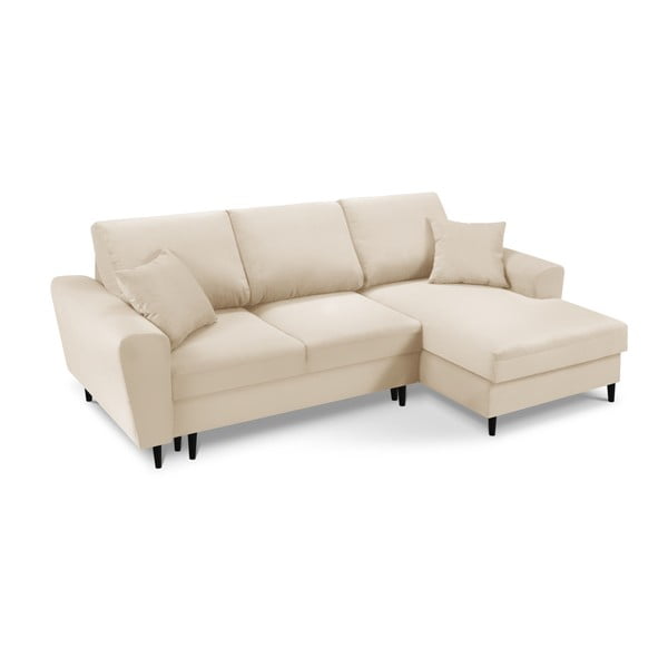 Beež velvetist panipaigaga nurgadiivanvoodi (parem nurk) Kyoto - Cosmopolitan Design-image-1