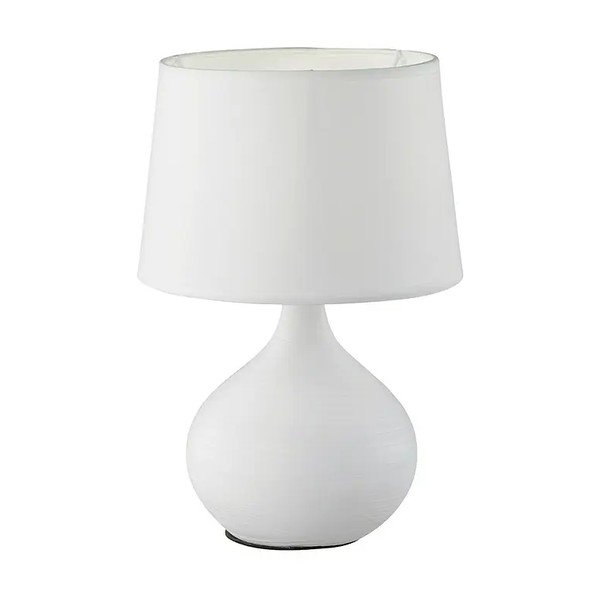 Valge keraamiline ja riidest laualamp , kõrgus 29 cm Martin - Reality