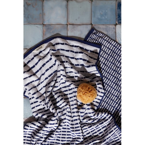 Valge/sinine bambuse seguga froteerätik 50x100 cm Nuance - JUNA-image-1