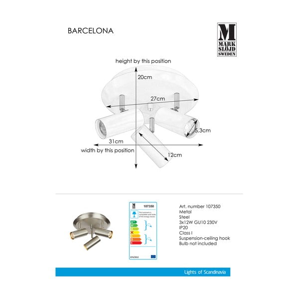 Hõbedane Barcelona Tres seinalamp - Markslöjd-image-1