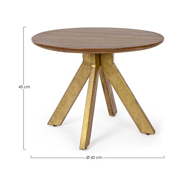 Ümmargune mangopuidust kohvilaud kuldses/tumedas naturaalses värvitoonis, läbimõõduga 60 cm Sherman - Bizzotto-image-2