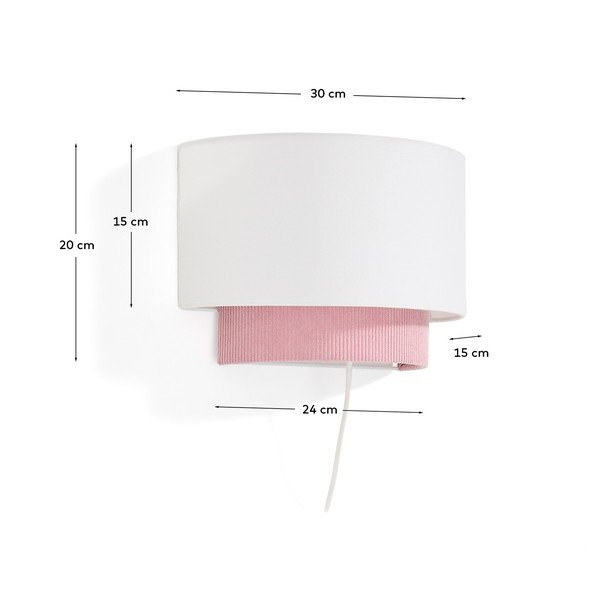 Valge/heleroosa laste lamp tekstiilist varjuga Bianella - Kave Home-image-4