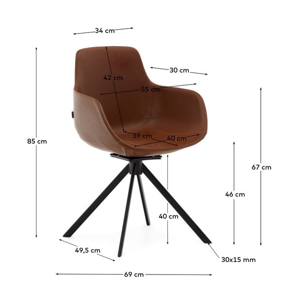 Konjakipruunid söögitoolid 2tk komplektis Tissiana - Kave Home-image-4