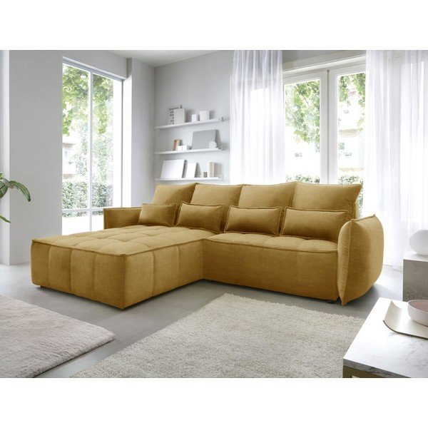 Kollane sametist lahtikäiv/sahtliga nurgadiivan (vasak nurk/lamamisosaga) Campo – ELTAP-image-1