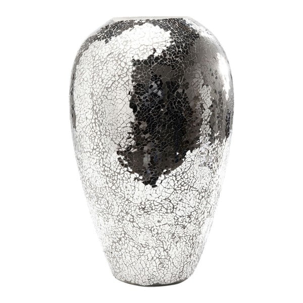 Váza ve stříbrné barvě Kare Design Mosaix Disco, 33 cm