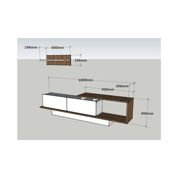 Valge TV-komplekt 180x55x30 cm Asos – Woody Fashion-image-1
