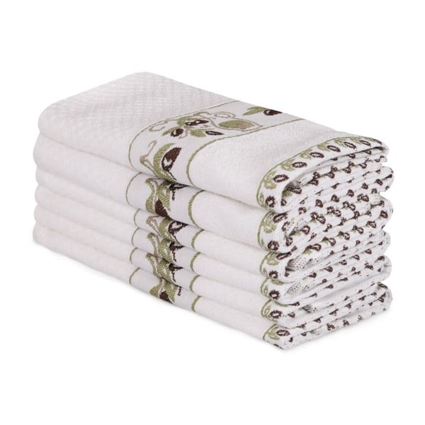 Sada 6 bílých bavlněných ručníků Beyaz Lento, 30 x 50 cm