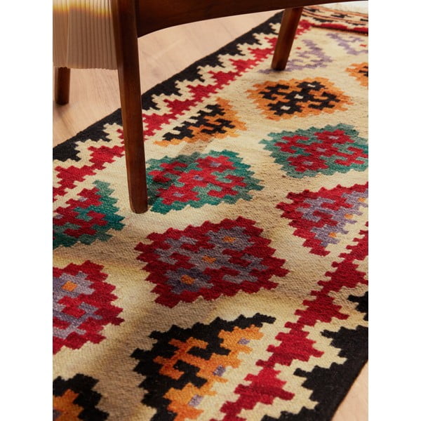 Punane käsitsi kootud kahepoolne villane vaip 60x190 cm Kamal Kian - Nouristan-image-4