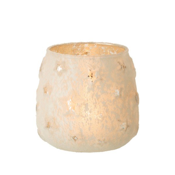 Valge klaasist jõuluküünla hoidja Star Antique - J-Line-image-2