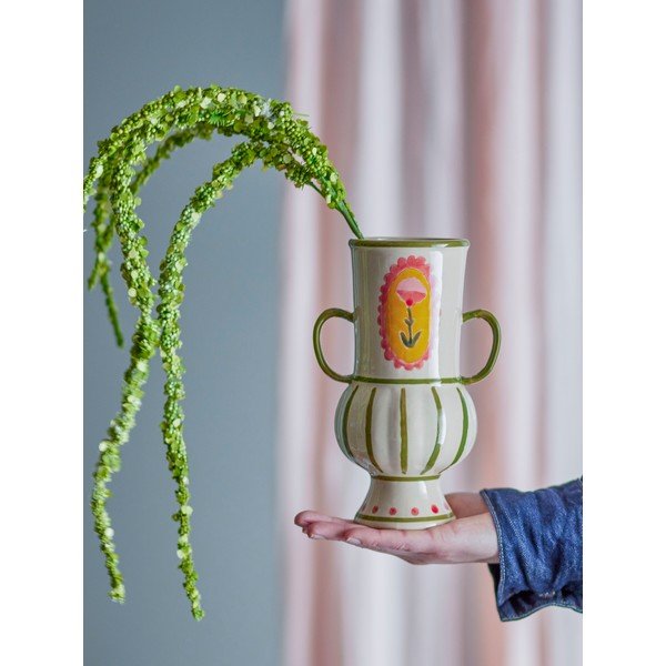 Beež käsitsi maalitud kivikeraamiline vaas (kõrgus 21 cm) Odina - Bloomingville-image-1