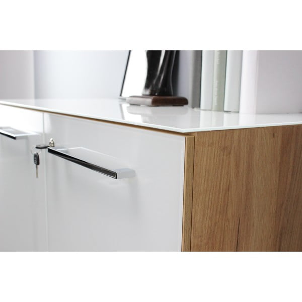 Valge naturaalne tammepuust kapi 80x120 cm Monteria - Germania-image-1