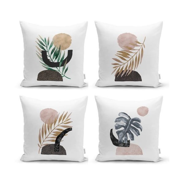 Komplekt 4 dekoratiivset padjapüüri, geomeetriline leht, 45 x 45 cm - Minimalist Cushion Covers