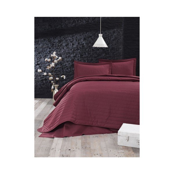 Burgundiapunane tikitud voodikate, 220 x 240 cm Monart - Mijolnir