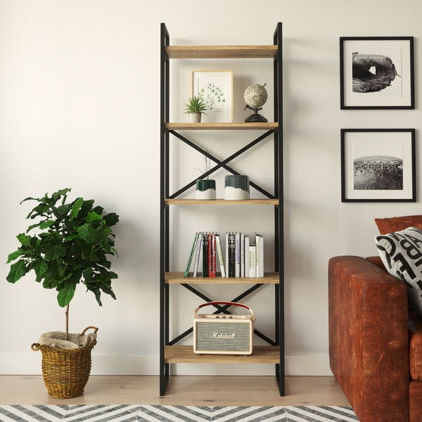 Must/looduslik männipuidust riiul 58x175 cm Nicol - Kalune Design-image-2