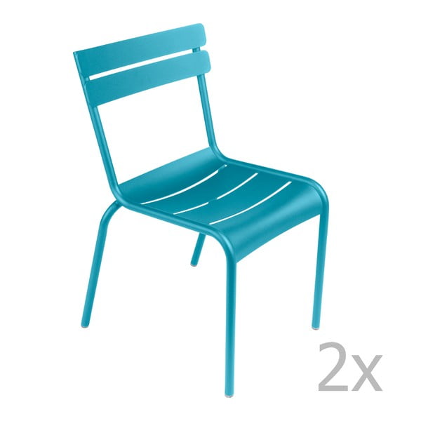 Sada 2 tyrkysových židlí Fermob Luxembourg