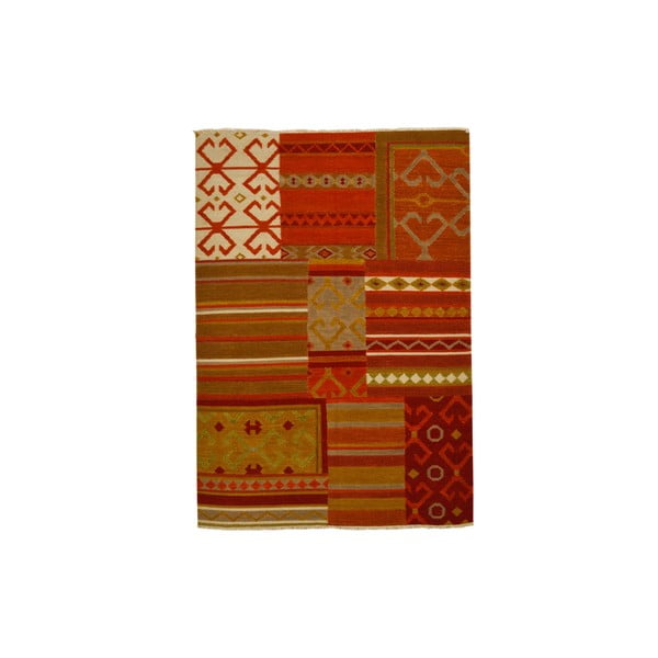Ručně tkaný koberec Red Eclectic Kilim, 140x200 cm