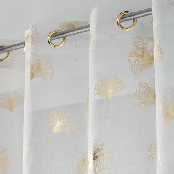 Valge-kuldne voile kardin 140x240 cm Ginkgold - douceur d'intérieur-image-1