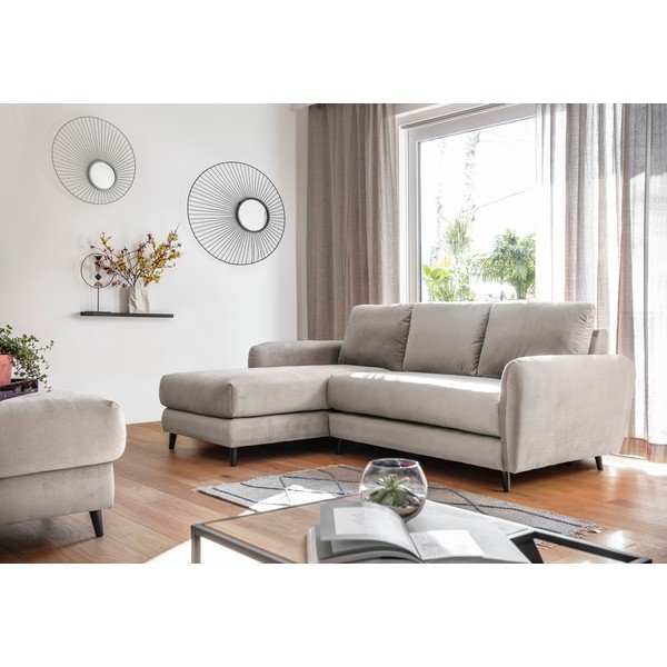 Beež sametist nurgadiivan koos jalatoega , vasakpoolne nurk Cosy Claire - Miuform-image-3