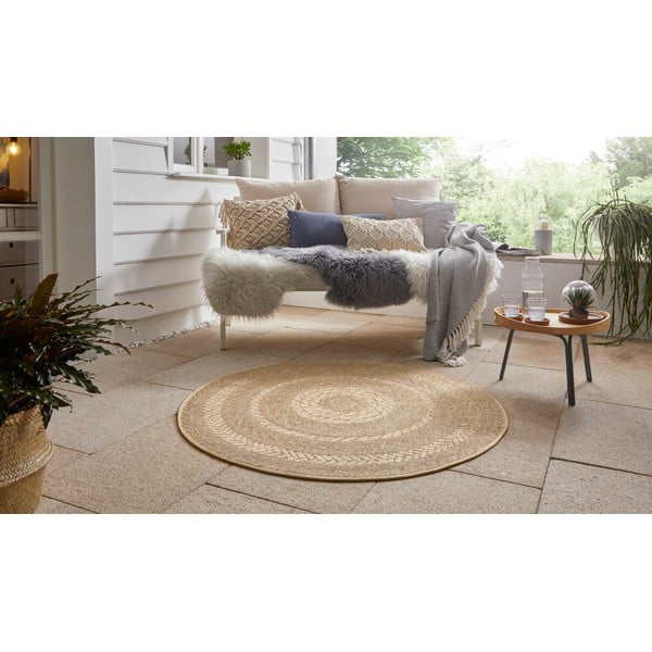 Beež õuevaip , Ø 160 cm Almendro - NORTHRUGS-image-1