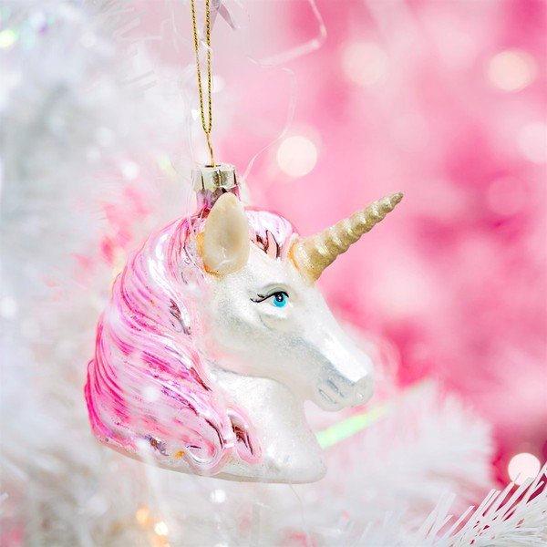 Klaasist käsitöö jõulukaunistus 9cm Pink Shimmer Unicorn - Sass & Belle-image-1