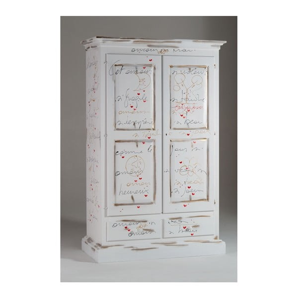 Bílá dřevěná šatní skříň Castagnetti Degas
