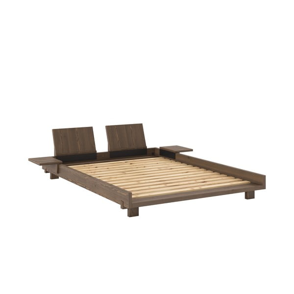 Pruun kaheinimesevoodi männipuidust liistudega 140×200 cm Social – Karup Design