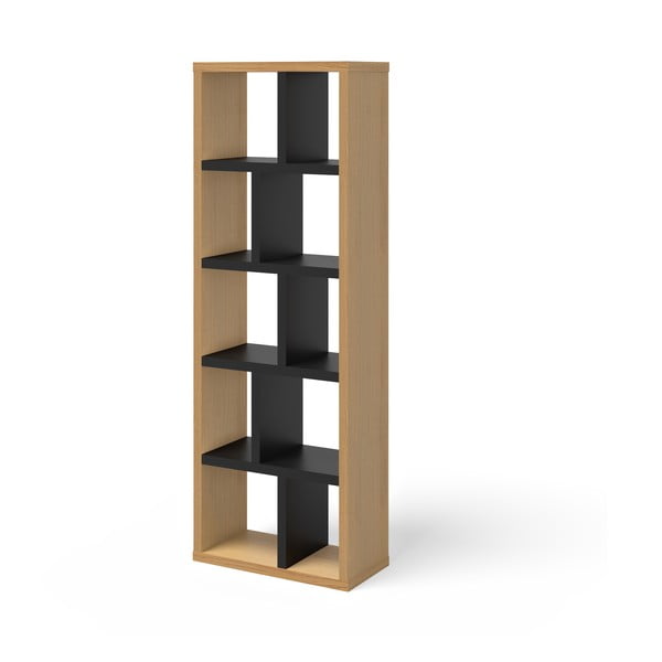 Must-puiduvärvi tammedekooriga raamaturiiul 70x198 cm Berlin - TemaHome-image-3