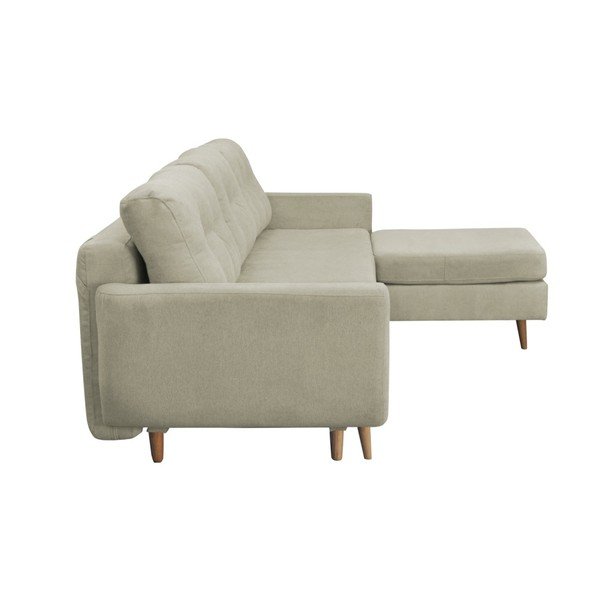 Krémová rozkládací pohovka se světlými nohami Mazzini Sofas Tulipe, pravý roh-image-2