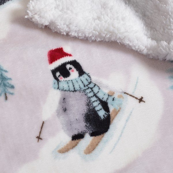 Valge jõulumotiiviga tekk 170x130 cm Christmas Sherpa Penguins - Catherine Lansfield-image-2