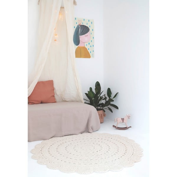 Valge käsitsi kootud puuvillane vaip , ø 120 cm Alma - Nattiot-image-1