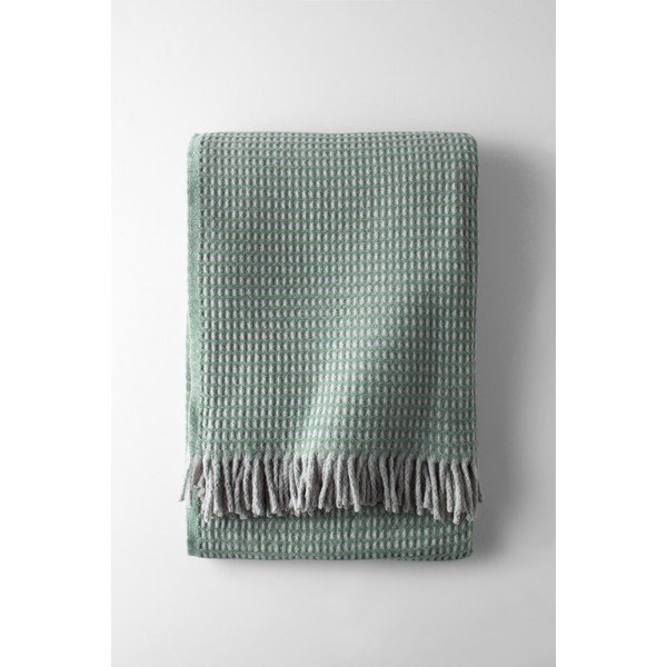 Roheline pleed puuvilla seguga 140x180 cm Uniwaffle – Euromant