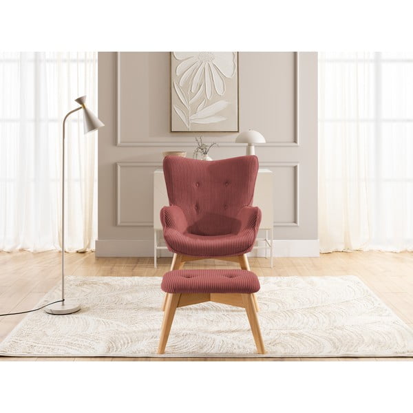 Punane velvetist tugitool koos jalatoega Niko - Ropez-image-1