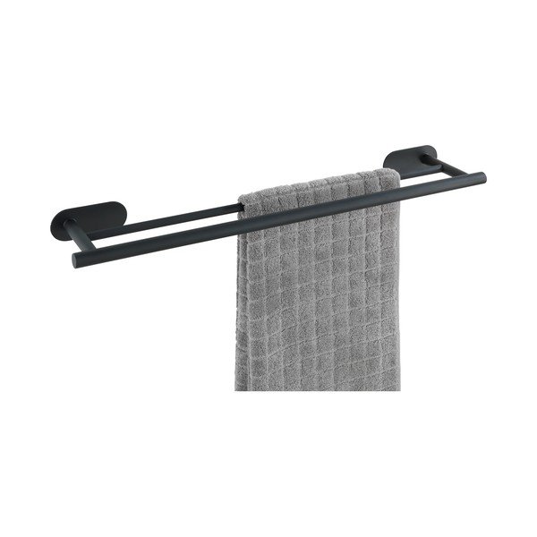 Matt mustast roostevabast terasest kahekordne seinale paigaldatav rätikukang Rail Duo Turbo-Loc® Orea - Wenko-image-3