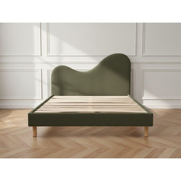 Roheline polsterdatud kaheinimesevoodi liistudest raamiga 160x200 cm Celina - Bobochic Paris-image-3