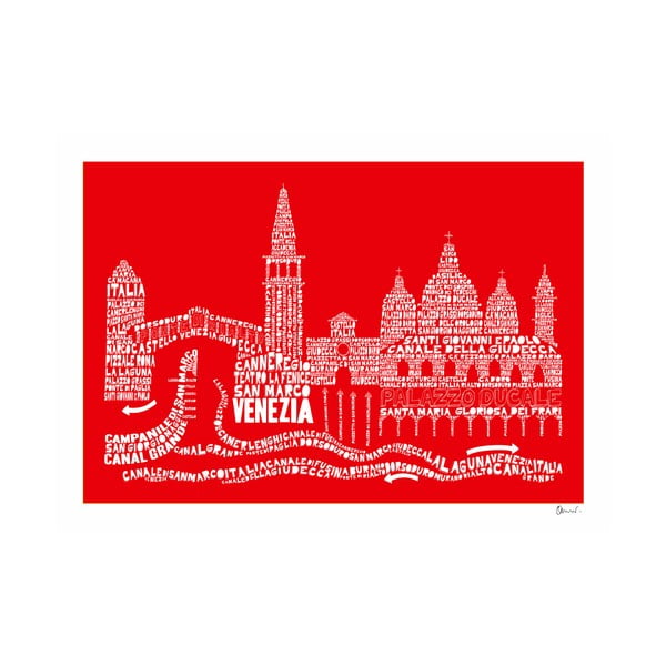 Plakát Venezia Red&White, 50x70 cm