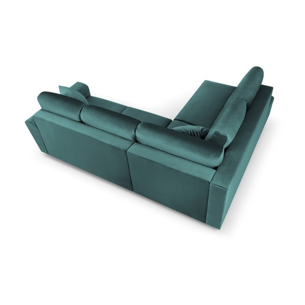 Petrooleumi värvi sametist panipaigaga nurgadiivanvoodi (vasak nurk/"L"-kujuline) Kyoto - Cosmopolitan Design-image-4