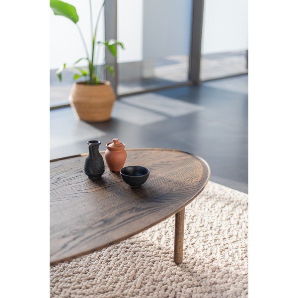 Pruun tammepuidust diivanilaud 80x150 cm Mu - Gazzda-image-1