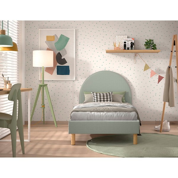 Rohelisega polsterdatud üheinimesevoodi koos restiga 90x200 cm MOON - Vipack-image-3