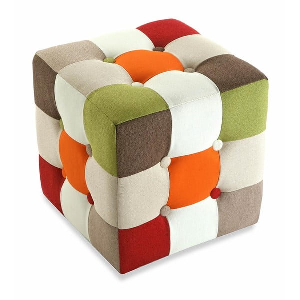 Puuvillane pouf istumiseks Red Cube Patchwork - Versa