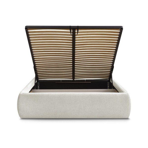 Beež polsterdatud kaheinimesevoodi koos panipaiga ja voodipõhjaga, ilma peatsita 160x200 cm Inera - Bobochic Paris-image-4