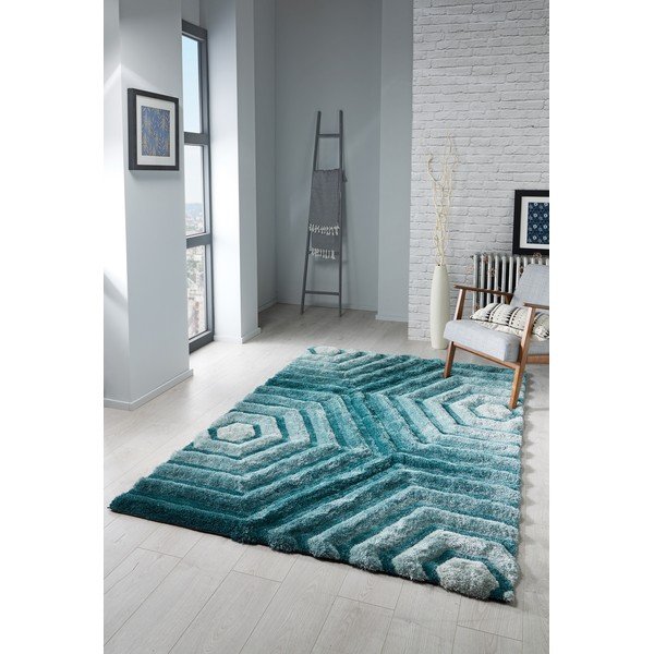 Modrozelený koberec Flair Rugs Hexagon Duck, 160 x 230 cm-image-1