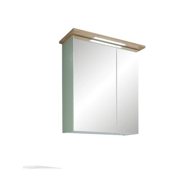 Roheline rippuv vannitoakapp koos peegliga 60x72 cm Set 963 - Pelipal-image-2