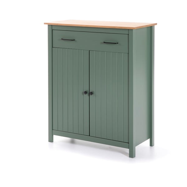 Männipuidust kõrge kummut roheline-puiduvärvi 90x110 cm Miranda – Marckeric-image-2
