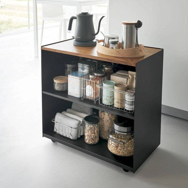 Must metallist mobiilne riiul 60x59x35 cm Tower - YAMAZAKI-image-1