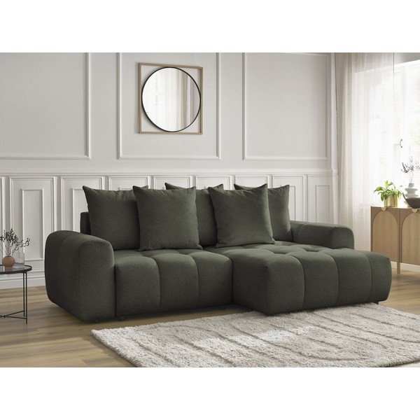 Khaki värvi šenillist panipaigaga nurgadiivanvoodi (parem nurk) Roxelane - Bobochic Paris-image-4