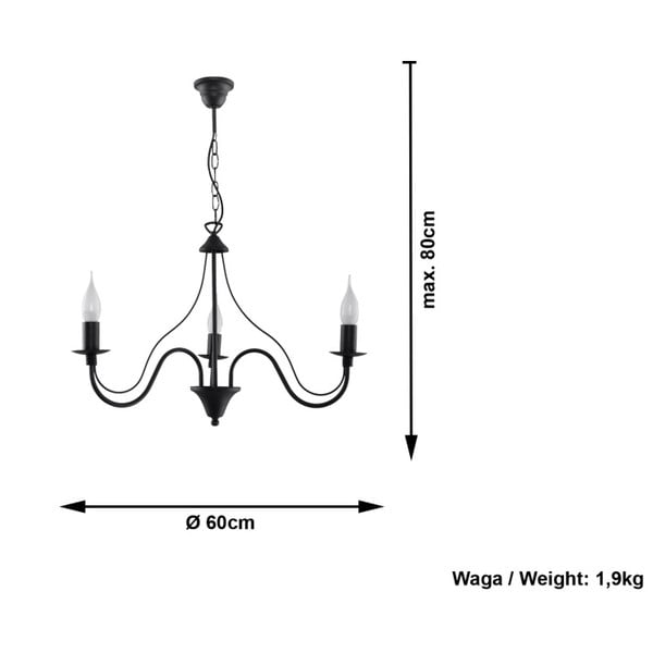 Must rippvalgusti ø 60 cm Fiorano – Sollux-image-3
