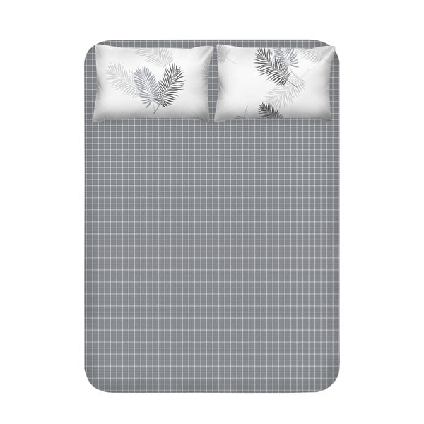 Set prostěradla a 2 povlaků na polštáře EnLora Home Pipong White Grey, 240 x 260 cm